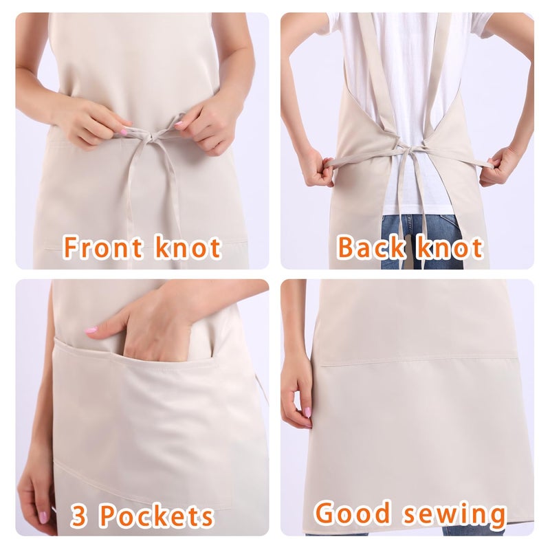 BIGHAS H Back Style Apron with Pocket for Women, Men Adjustable Large Size Comfortable, Kitchen, Home, Cooking 12 Colors (Bronze Green) - Image 4